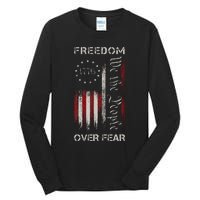 Freedom Over Fear Vintage Us American Flag 1776 Tall Long Sleeve T-Shirt