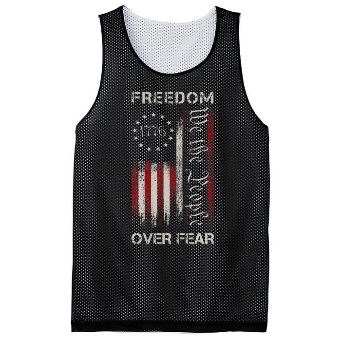 Freedom Over Fear Vintage Us American Flag 1776 Mesh Reversible Basketball Jersey Tank