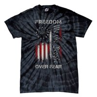 Freedom Over Fear Vintage Us American Flag 1776 Tie-Dye T-Shirt