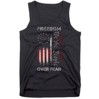 Freedom Over Fear Vintage Us American Flag 1776 Tank Top