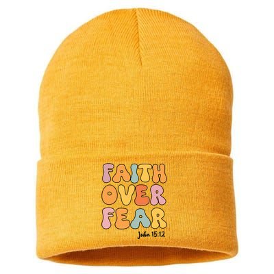 Faith Over Fear Christian Jesus Cute Teen Girl Sustainable Knit Beanie