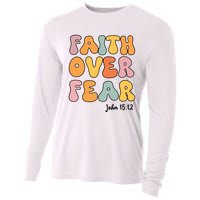 Faith Over Fear Christian Jesus Cute Teen Girl Cooling Performance Long Sleeve Crew