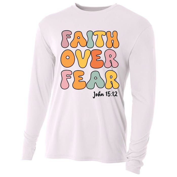 Faith Over Fear Christian Jesus Cute Teen Girl Cooling Performance Long Sleeve Crew