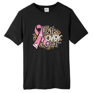 Faith Over Fear Pink Ribbon Leopard Breast Cancer Awareness Cute Gift Tall Fusion ChromaSoft Performance T-Shirt