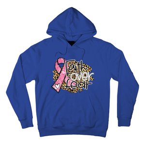 Faith Over Fear Pink Ribbon Leopard Breast Cancer Awareness Cute Gift Hoodie