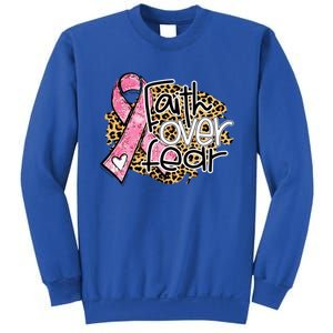 Faith Over Fear Pink Ribbon Leopard Breast Cancer Awareness Cute Gift Sweatshirt