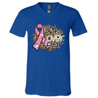 Faith Over Fear Pink Ribbon Leopard Breast Cancer Awareness Cute Gift V-Neck T-Shirt