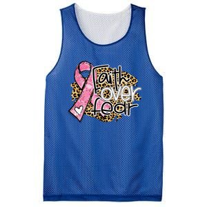 Faith Over Fear Pink Ribbon Leopard Breast Cancer Awareness Cute Gift Mesh Reversible Basketball Jersey Tank