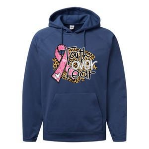 Faith Over Fear Pink Ribbon Leopard Breast Cancer Awareness Cute Gift Performance Fleece Hoodie