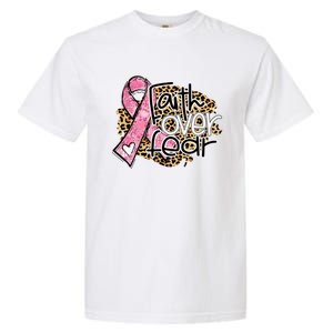 Faith Over Fear Pink Ribbon Leopard Breast Cancer Awareness Cute Gift Garment-Dyed Heavyweight T-Shirt