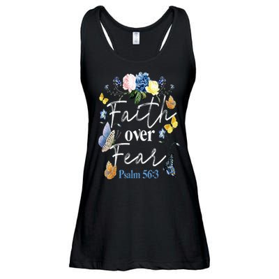 Faith Over Fear Flower Butterfly Christian Bible Verse Ladies Essential Flowy Tank