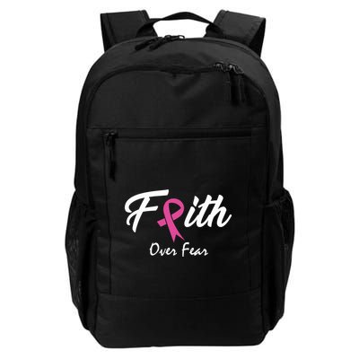 Faith Over Fear Breast Cancer Ribbon Backpack
