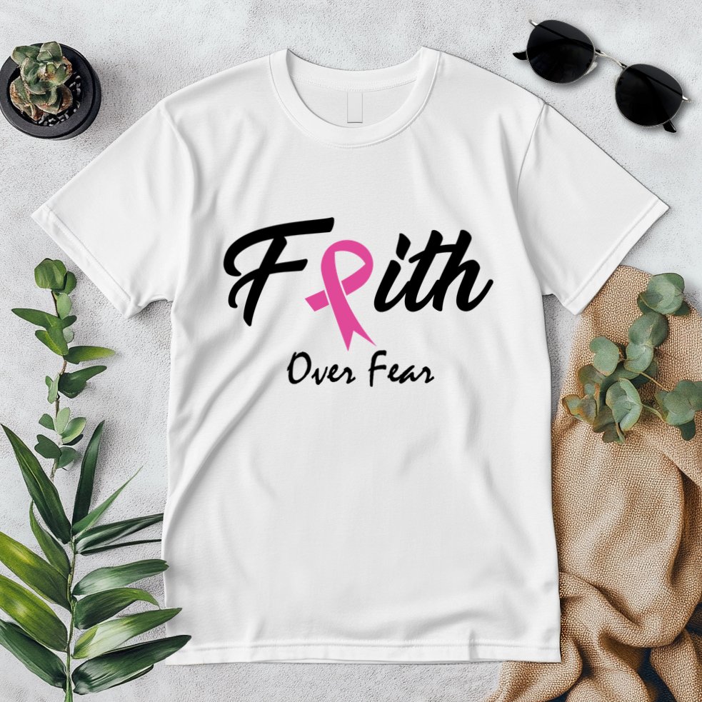 Faith Over Fear Breast Cancer Ribbon Premium T-Shirt