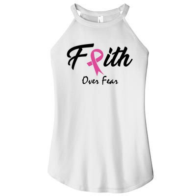 Faith Over Fear Breast Cancer Ribbon Women’s Perfect Tri Rocker Tank