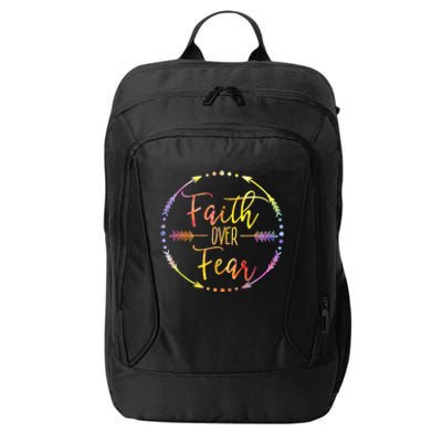 Faith Over Fear Arrow Cute Lettering Inspirational Christian City Backpack