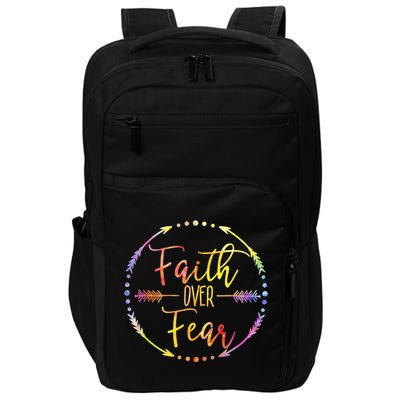 Faith Over Fear Arrow Cute Lettering Inspirational Christian Impact Tech Backpack