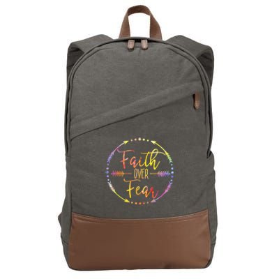 Faith Over Fear Arrow Cute Lettering Inspirational Christian Cotton Canvas Backpack