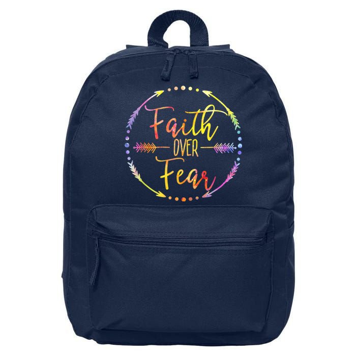 Faith Over Fear Arrow Cute Lettering Inspirational Christian 16 in Basic Backpack