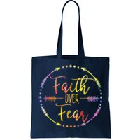 Faith Over Fear Arrow Cute Lettering Inspirational Christian Tote Bag