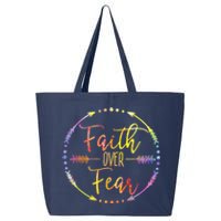 Faith Over Fear Arrow Cute Lettering Inspirational Christian 25L Jumbo Tote