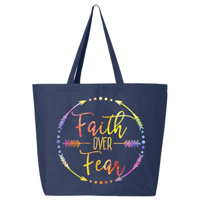 Faith Over Fear Arrow Cute Lettering Inspirational Christian 25L Jumbo Tote