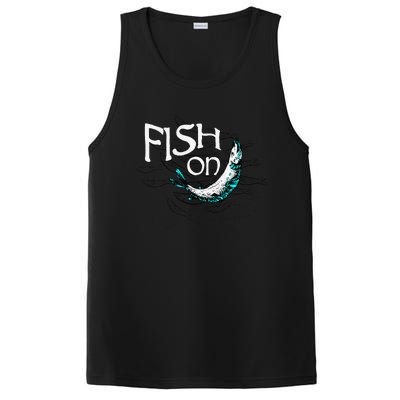 Fish On Fishing Gift For Bass Fisherman Fishing Gift PosiCharge Competitor Tank