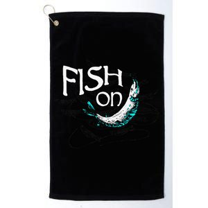 Fish On Fishing Gift For Bass Fisherman Fishing Gift Platinum Collection Golf Towel