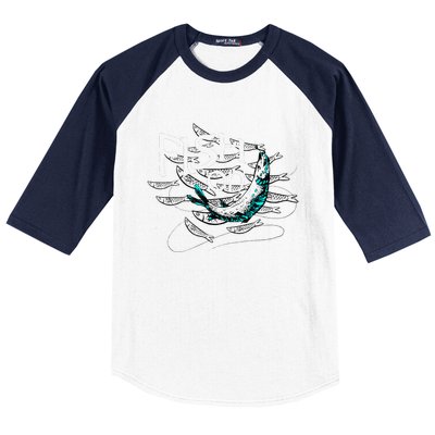 Fish On Fishing Gift For Bass Fisherman Fishing Gift Baseball Sleeve Shirt