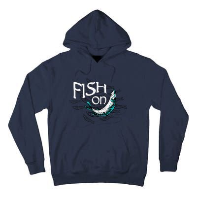 Fish On Fishing Gift For Bass Fisherman Fishing Gift Tall Hoodie