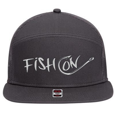 Fish On Fish Hook 7 Panel Mesh Trucker Snapback Hat