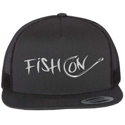 Fish On Fish Hook Flat Bill Trucker Hat