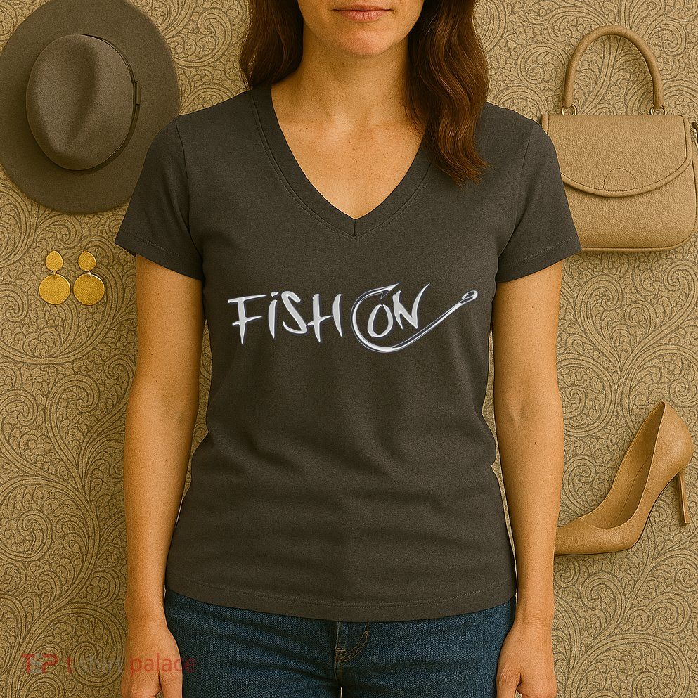 Fish On Fish Hook Women's V-Neck T-Shirt