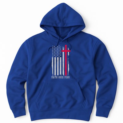 Faith Over Fear American Flag Jesus Patriotic Christian Gift Hoodie