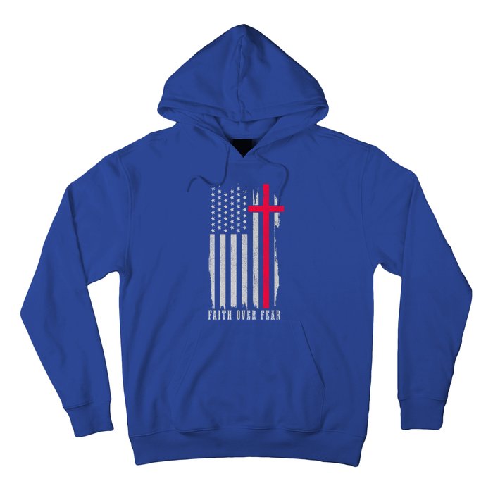 Faith Over Fear American Flag Jesus Patriotic Christian Gift Hoodie