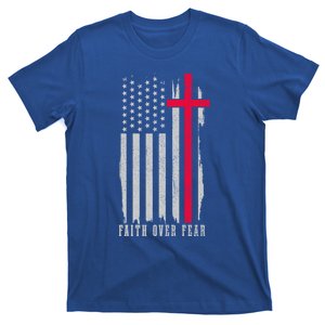 Faith Over Fear American Flag Jesus Patriotic Christian Gift T-Shirt