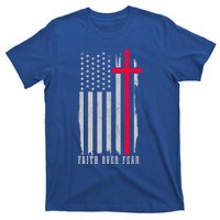 Faith Over Fear American Flag Jesus Patriotic Christian Gift T-Shirt