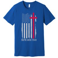 Faith Over Fear American Flag Jesus Patriotic Christian Gift Premium T-Shirt