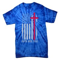 Faith Over Fear American Flag Jesus Patriotic Christian Gift Tie-Dye T-Shirt