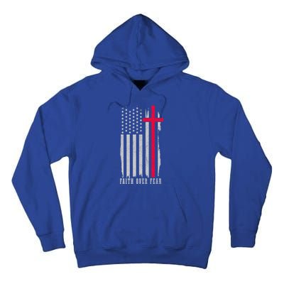 Faith Over Fear American Flag Jesus Patriotic Christian Gift Tall Hoodie