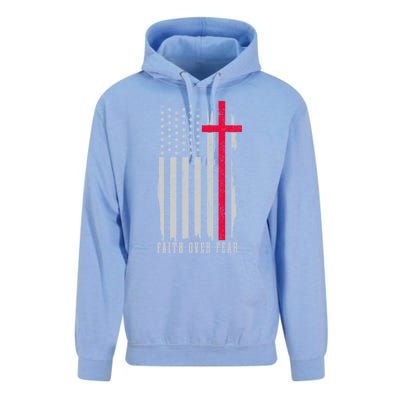 Faith Over Fear American Flag Jesus Patriotic Christian Gift Unisex Surf Hoodie