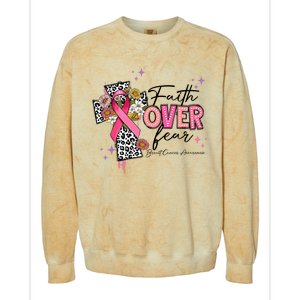 Faith Over Fear Breast Cancer Awareness Christian Religious Colorblast Crewneck Sweatshirt