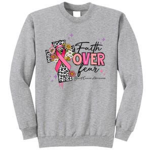 Faith Over Fear Breast Cancer Awareness Christian Religious Tall Sweatshirt