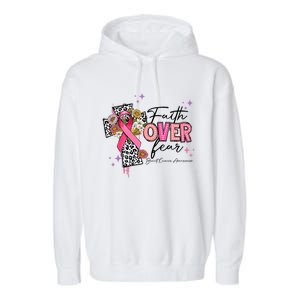 Faith Over Fear Breast Cancer Awareness Christian Religious Garment-Dyed Fleece Hoodie