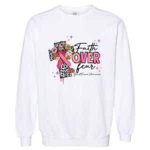 Faith Over Fear Breast Cancer Awareness Christian Religious Garment-Dyed Sweatshirt