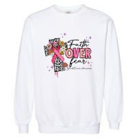 Faith Over Fear Breast Cancer Awareness Christian Religious Garment-Dyed Sweatshirt