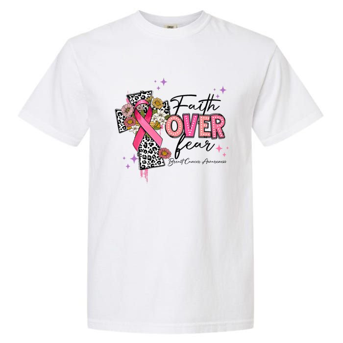 Faith Over Fear Breast Cancer Awareness Christian Religious Garment-Dyed Heavyweight T-Shirt