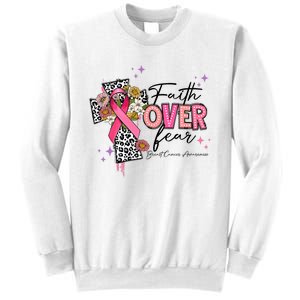 Faith Over Fear Breast Cancer Awareness Christian Religious Sweatshirt