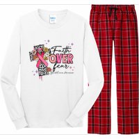 Faith Over Fear Breast Cancer Awareness Christian Religious Long Sleeve Pajama Set