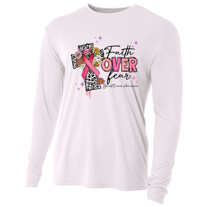 Faith Over Fear Breast Cancer Awareness Christian Religious Cooling Performance Long Sleeve Crew