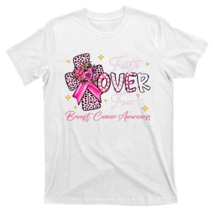 Faith Over Fear Cross Pink_ Ribbon Christian Breast Cancer T-Shirt